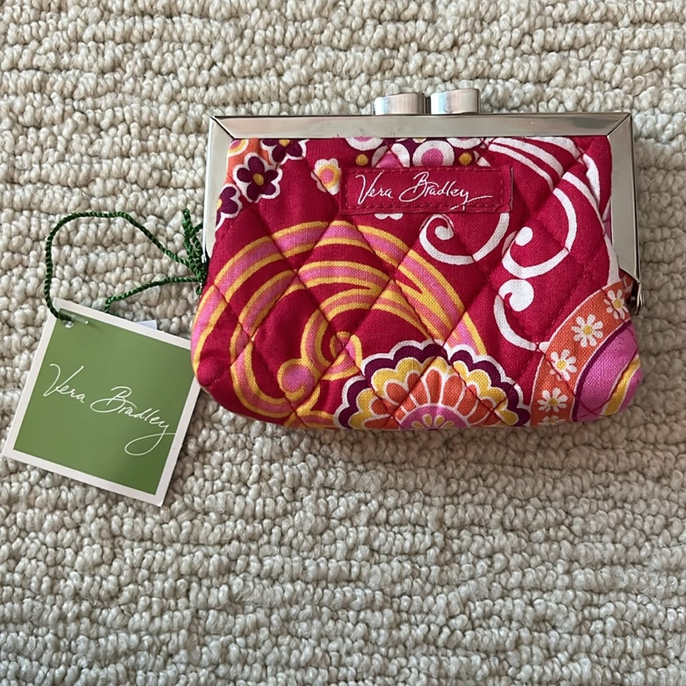 Vera Bradley Kisslock Coin Purse in Raspberry Fizz Pattern